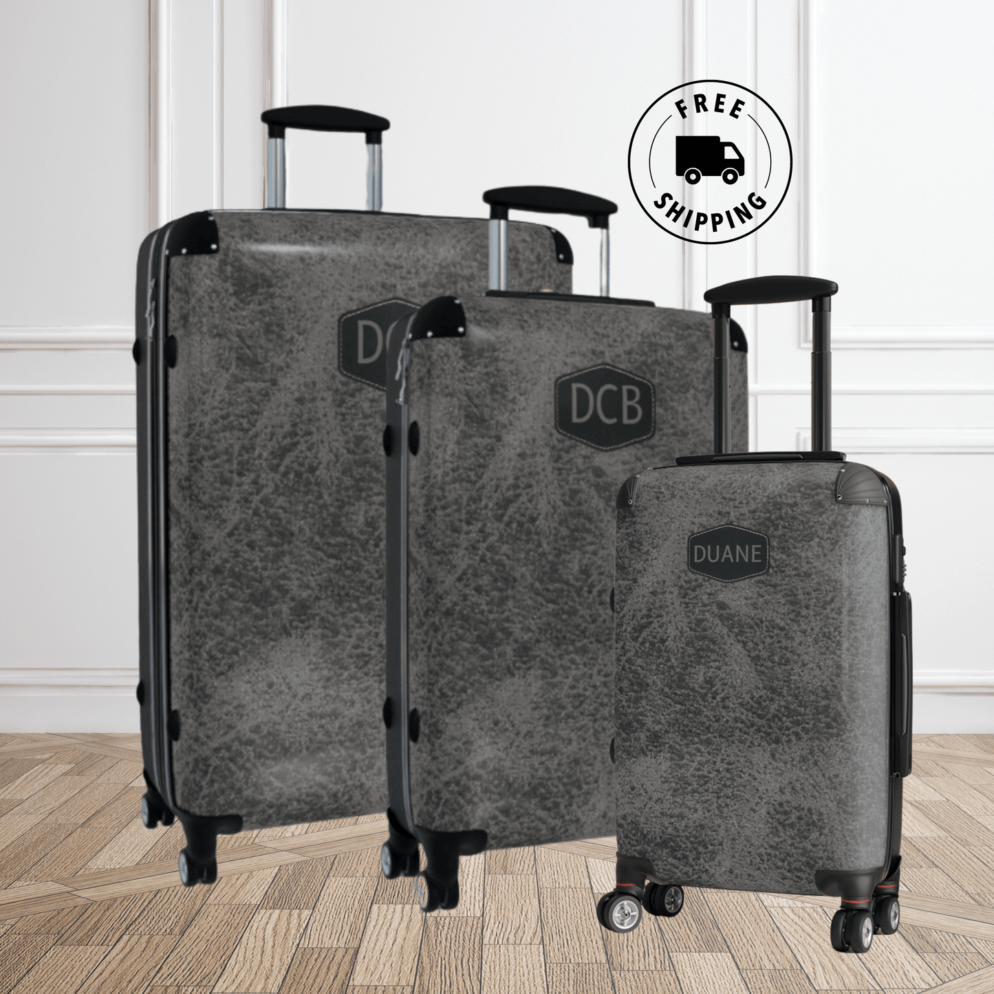  Luggage For Men Dark Grey Leather