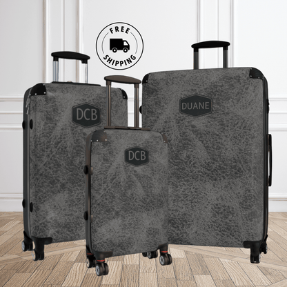 Grey Luggage Suitcase for Men Personalized Travel Gear