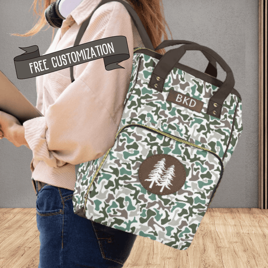 Personalized Camouflage Diaper Bag Backpack Camo Baby Bag for Fathers Baby Shower Gift for New Dad Baby Boy