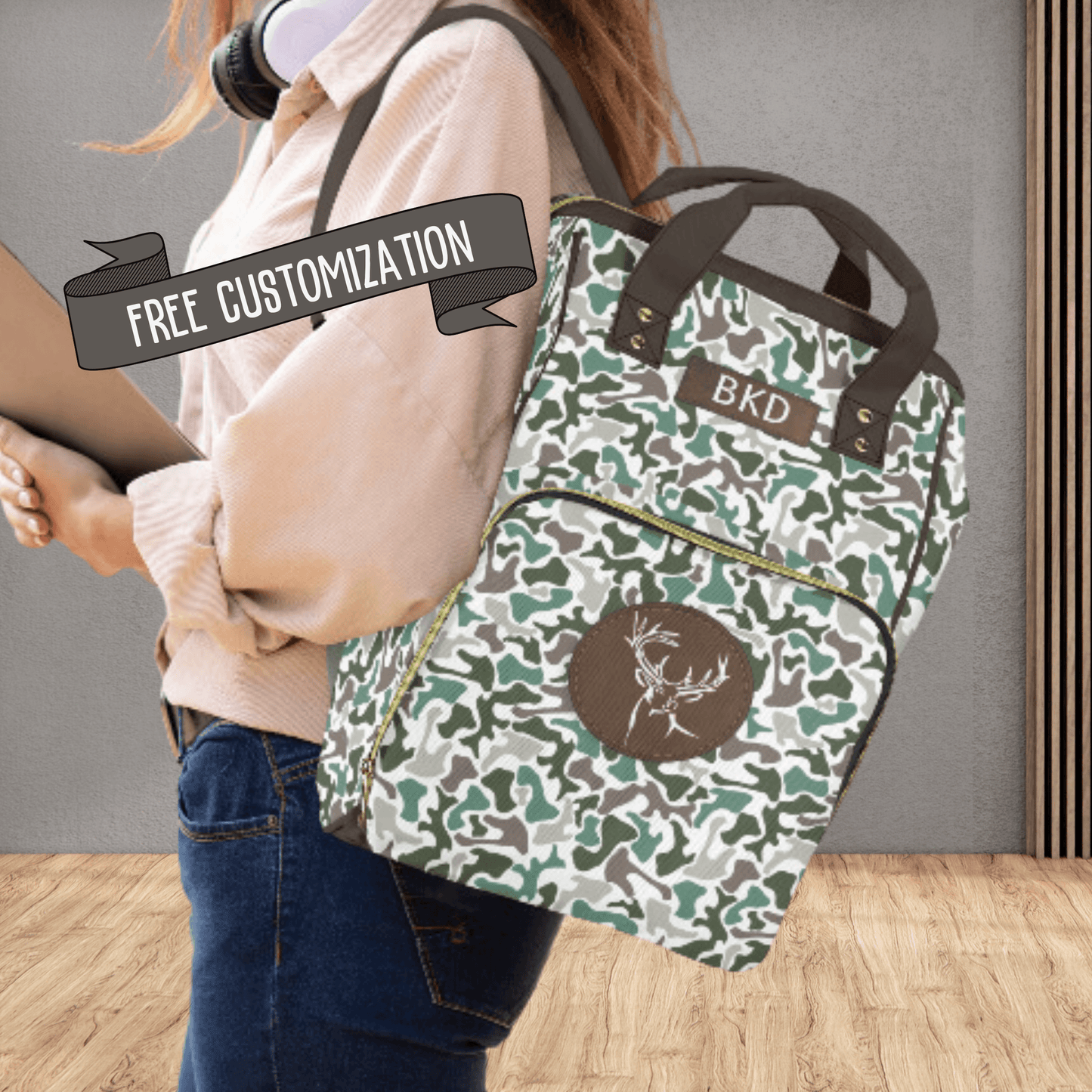 Personalized Camouflage Diaper Bag Backpack Camo Baby Bag for Fathers Baby Shower Gift for New Dad Baby Boy