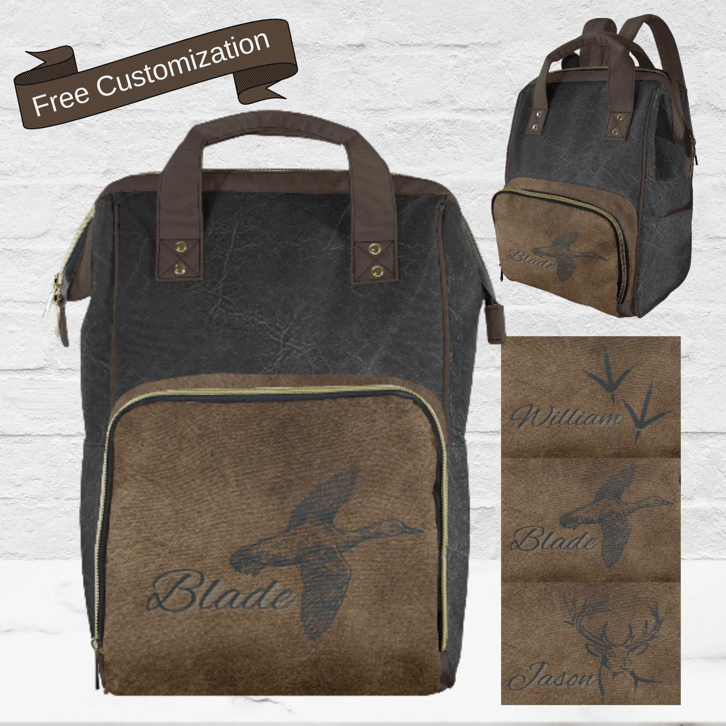 Our black &amp; brown diaper backpack is the perfect masculine diaper bag for new dads, combining practicality with a rugged design.