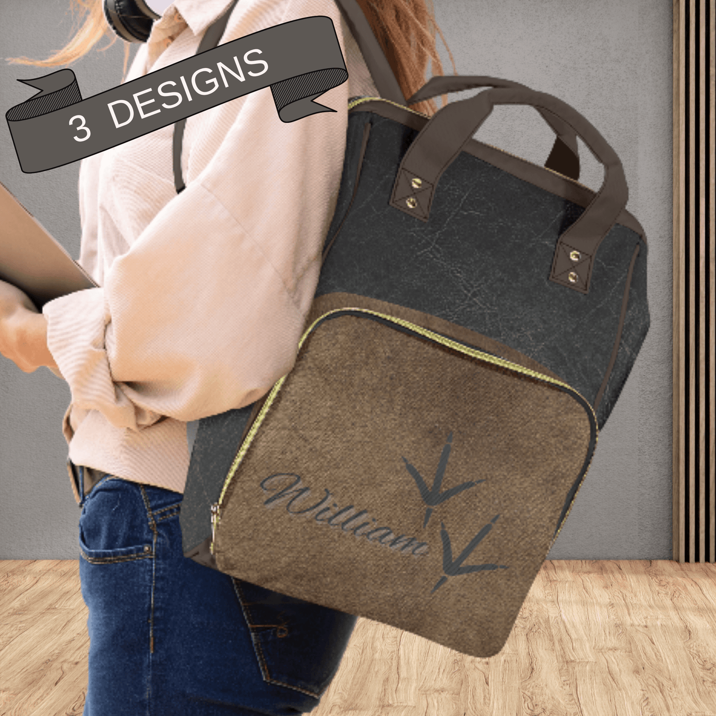 The perfect baby shower gift for a turkey, deer or duck hunter father.
This mens baby travel bag keeps dads looking stylish, while keeping essentials organized.
It's the perfect, unique gift for baby boys.