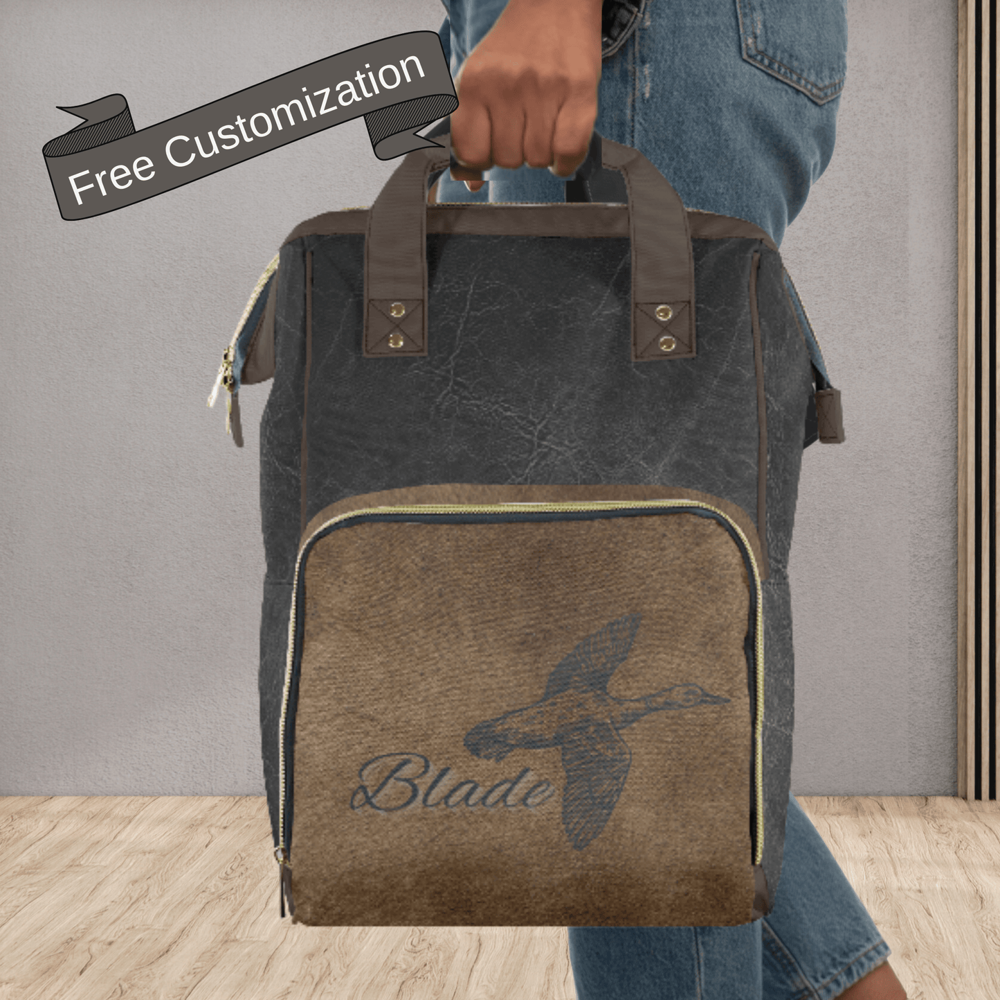 The perfect baby shower gift for a turkey, deer or duck hunter father.
This mens baby travel bag keeps dads looking stylish, while keeping essentials organized.
It's the perfect, unique gift for baby boys.