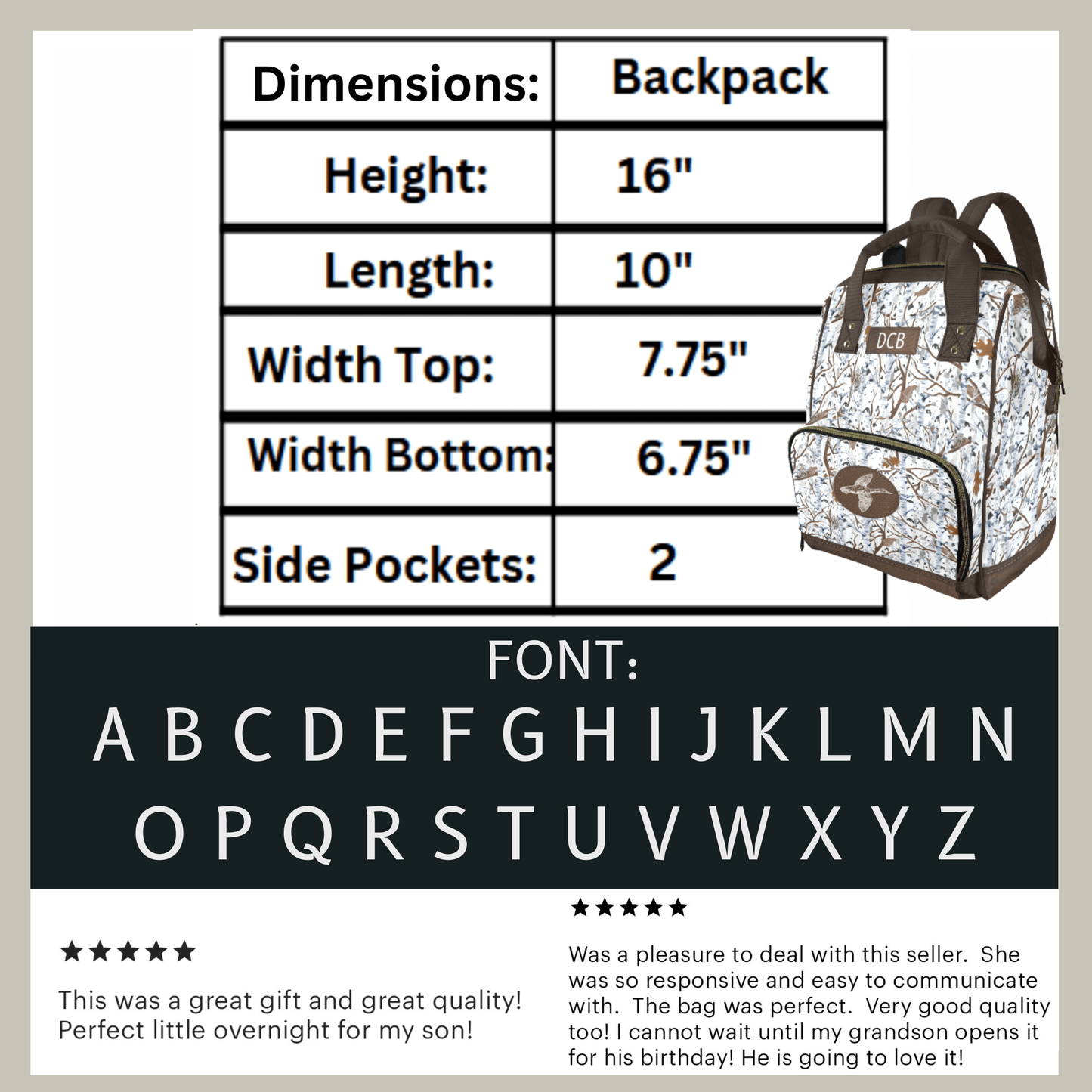 White Camo Baby Diaper Organizer Masculine Diaper Backpack for New Dad