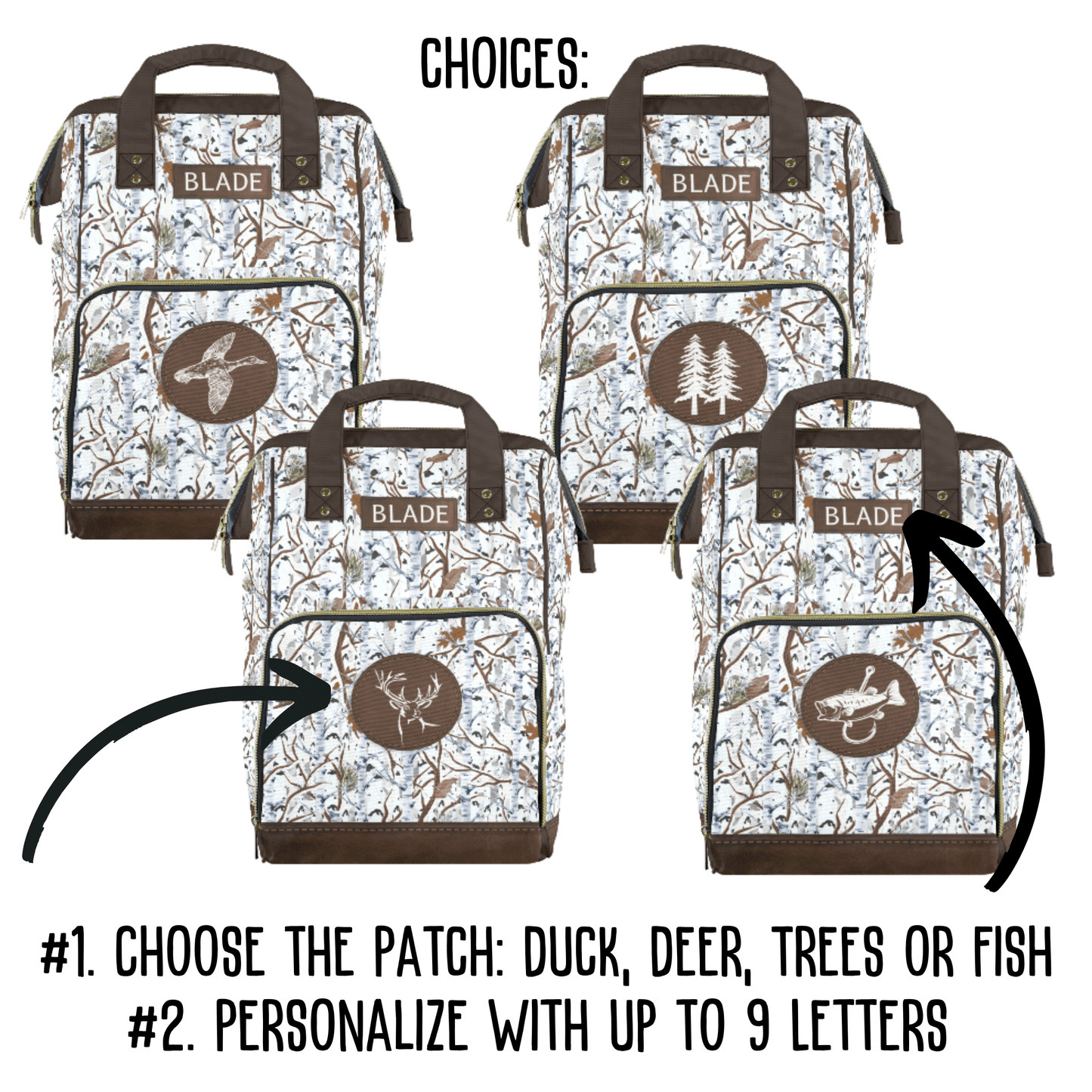 White Camo Baby Diaper Organizer Masculine Diaper Backpack for New Dad