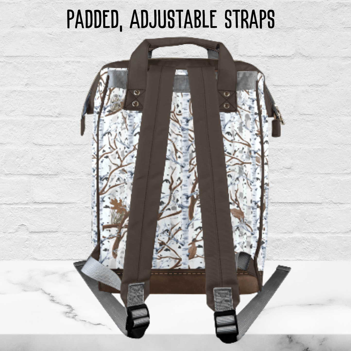White Camo Baby Diaper Organizer Masculine Diaper Backpack for New Dad