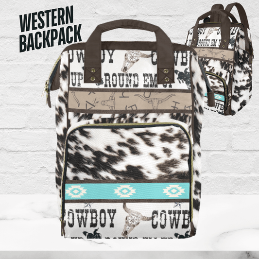 Cowhide Diaper Bag Western Travel Bag for New Mom Baby Shower Gift for Cowgirl Baby 