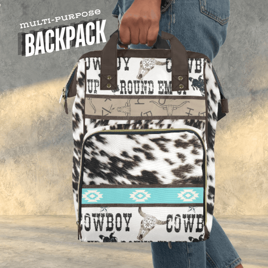 Cowhide Diaper Bag Western Travel Bag for New Mom Baby Shower Gift for Cowgirl Baby