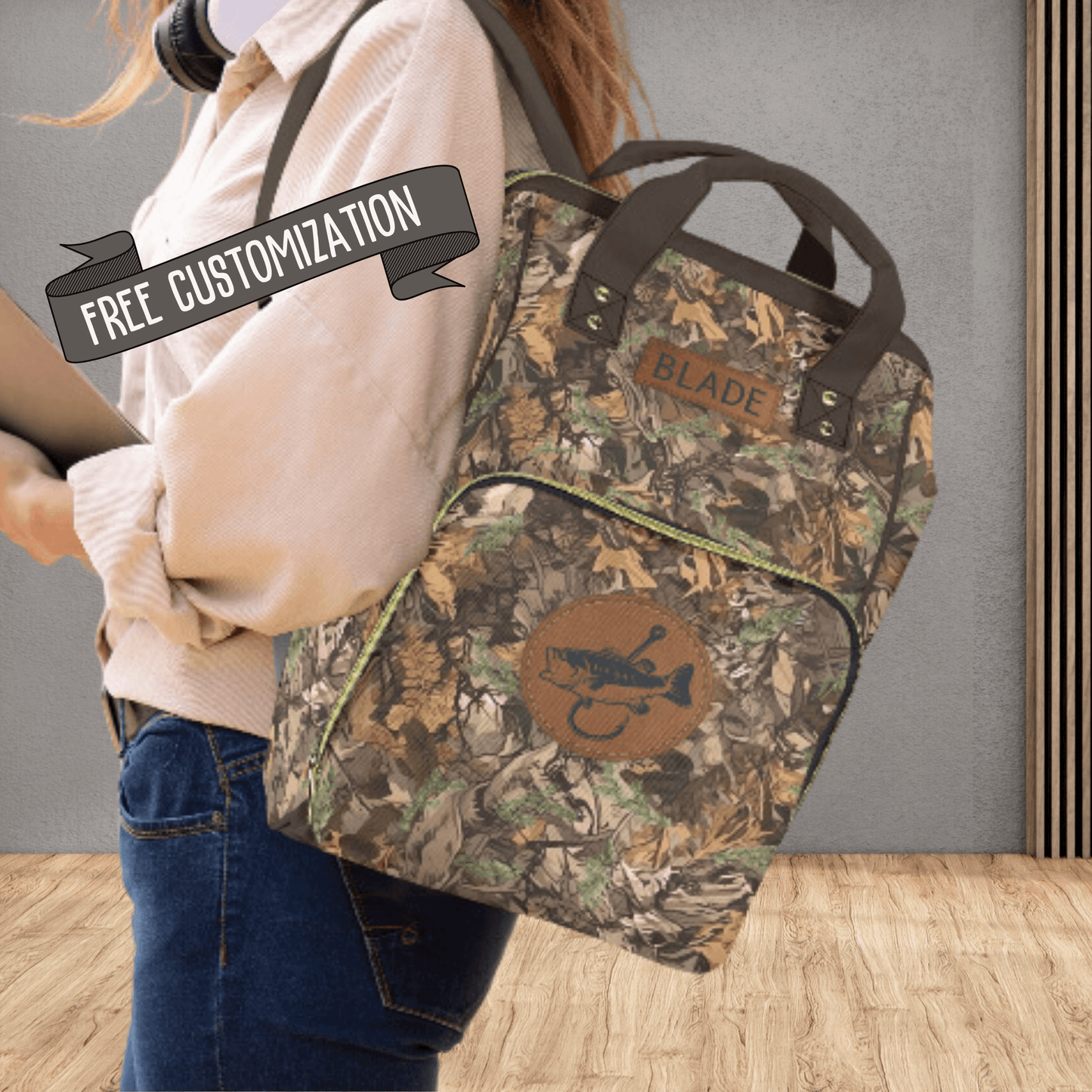 Brown Camouflage Diaper Bag Gift for New Dad Baby Boy Hunter