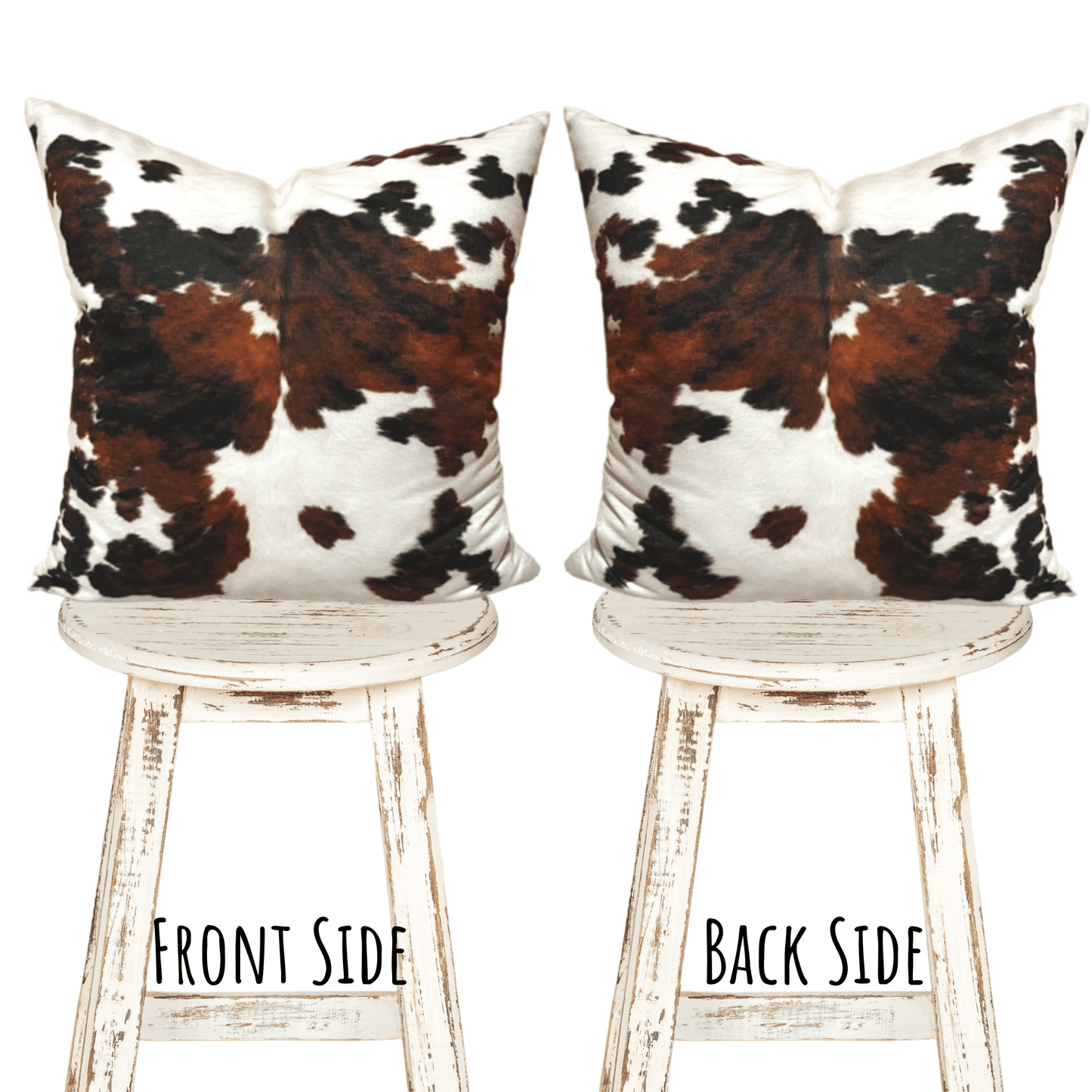 Faux Cowhide Pillow Cover, Cow Print Pillow, Brown & White Spots Print