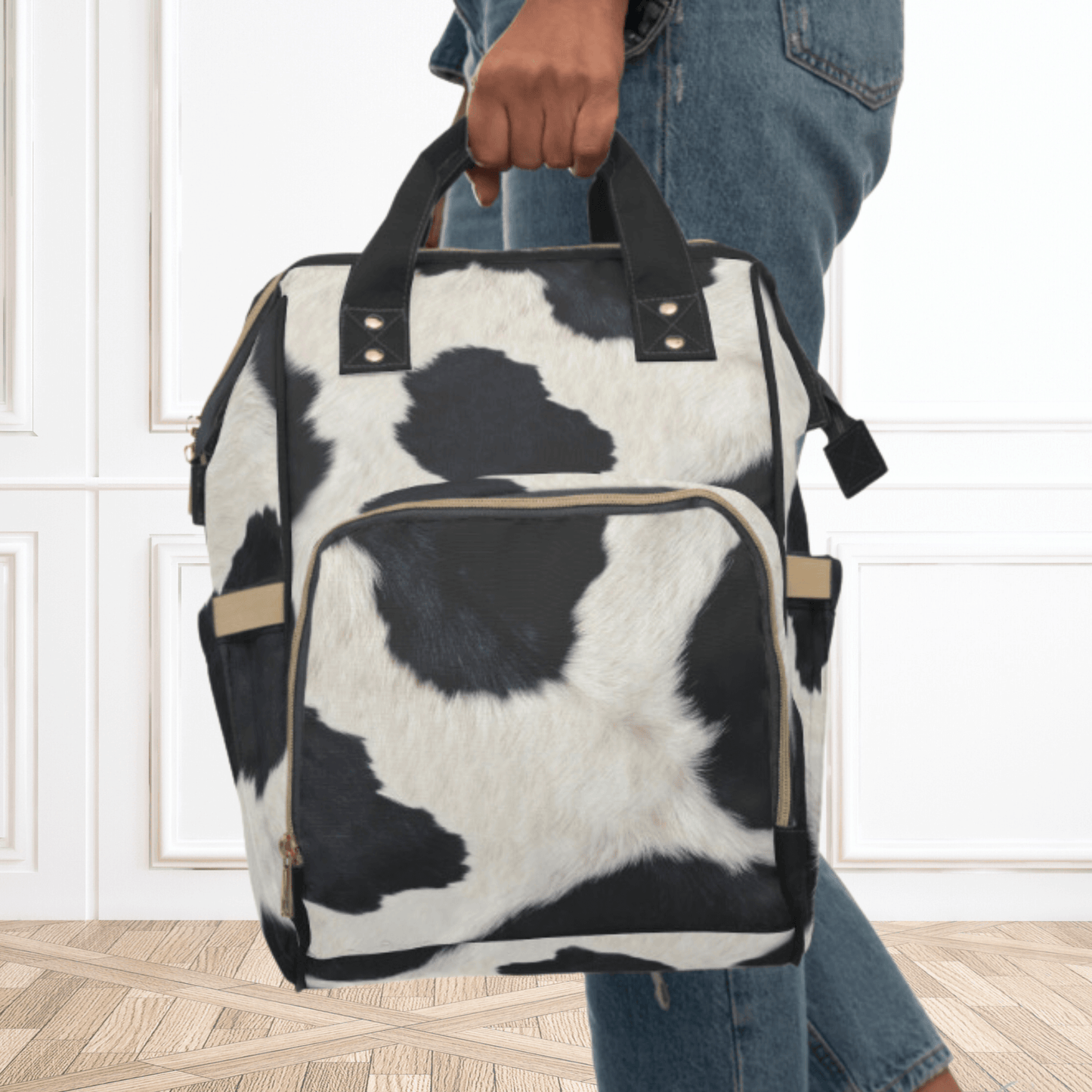 Wholesale: Diaper Bag Backpack, #3, Custom Cowhide Print Diaper Bag Personalized