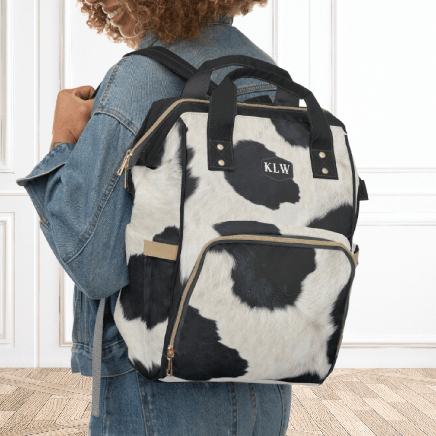 Wholesale: Diaper Bag Backpack, #3, Custom Cowhide Print Diaper Bag Personalized