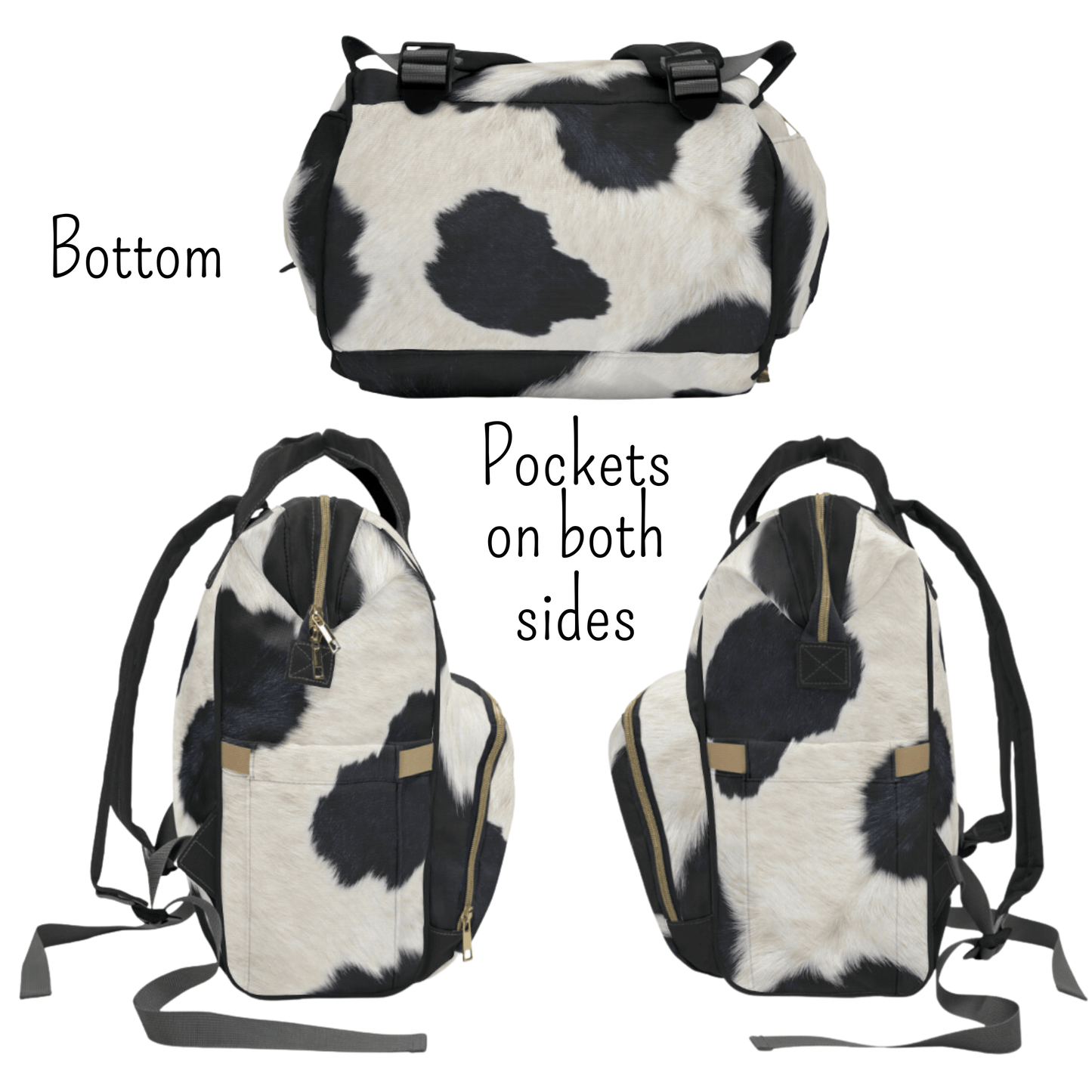 Wholesale: Diaper Bag Backpack, #3, Custom Cowhide Print Diaper Bag Personalized