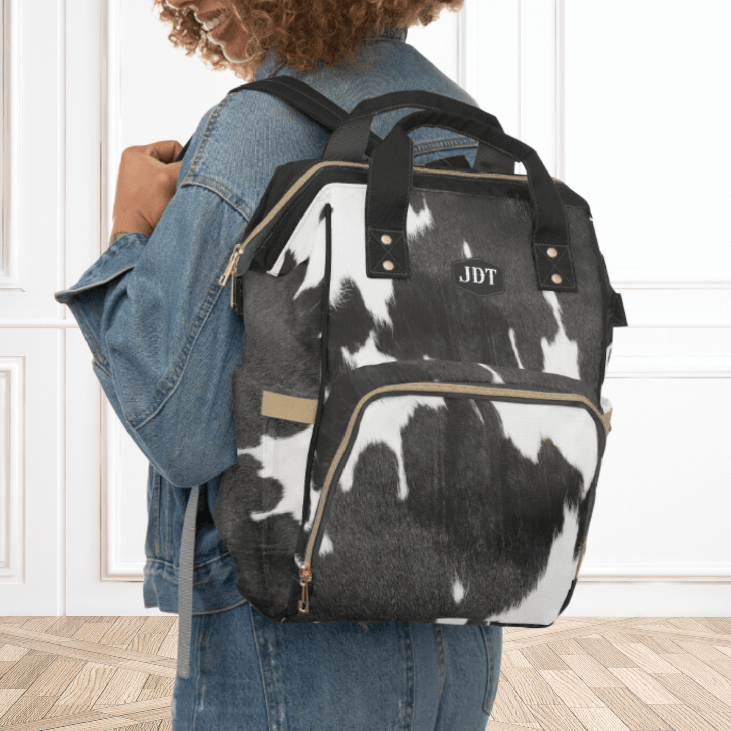 Wholesale: Diaper Bag Backpack, #4, Custom Cowhide Print Diaper Bag Personalized