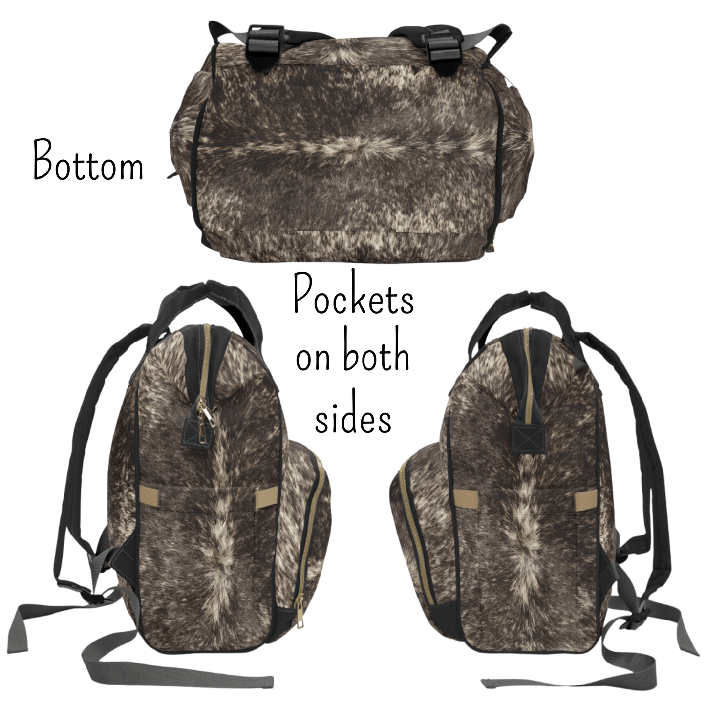 Wholesale: Diaper Bag Backpack, #5, Custom Cowhide Print Diaper Bag Personalized