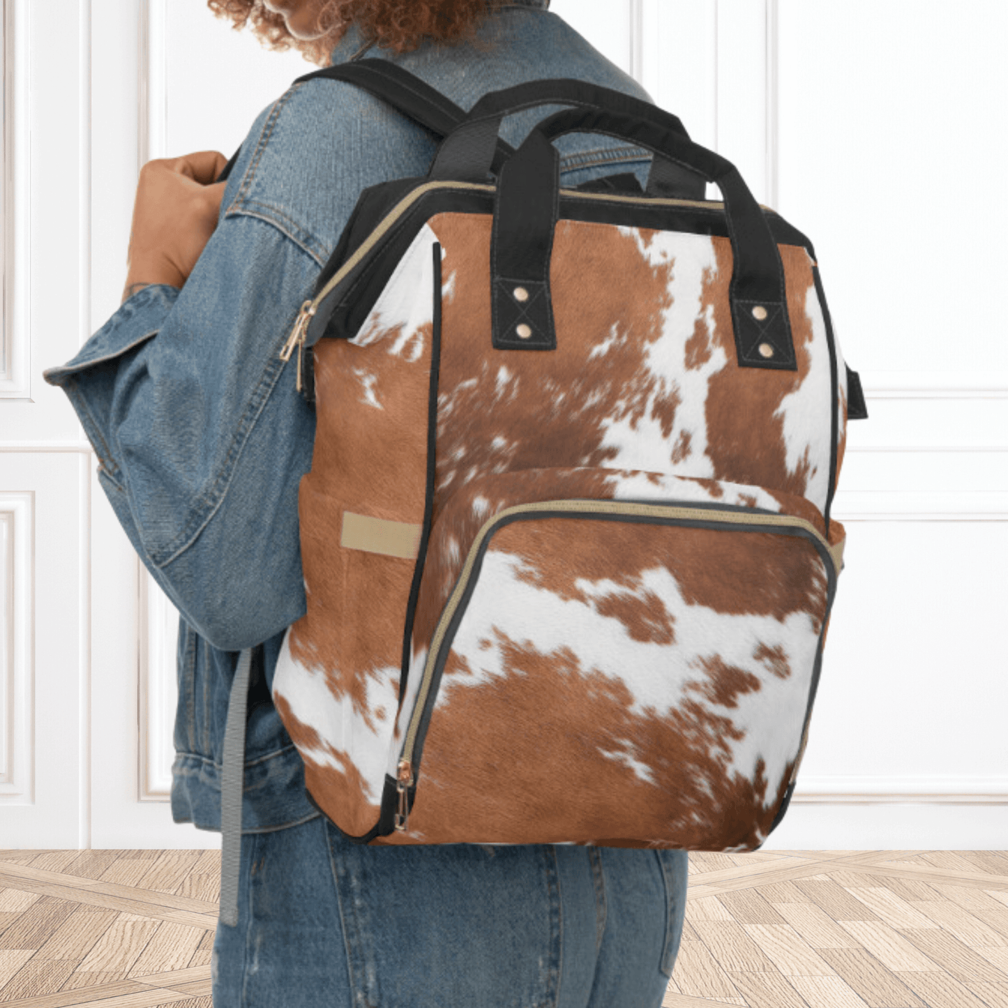 Wholesale: Diaper Bag Backpack, #7, Custom Cowhide Print Diaper Bag Personalized