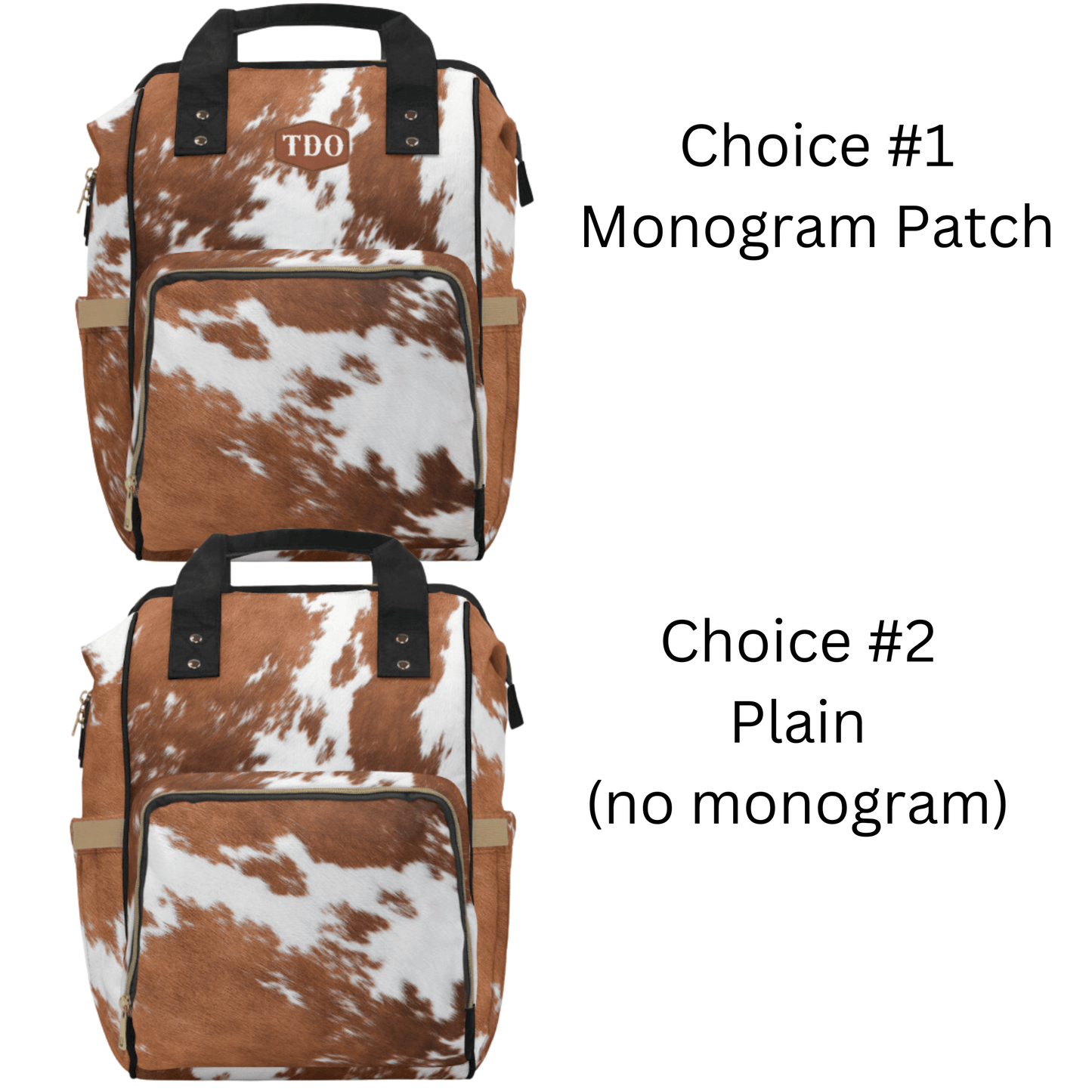 Wholesale: Diaper Bag Backpack, #7, Custom Cowhide Print Diaper Bag Personalized