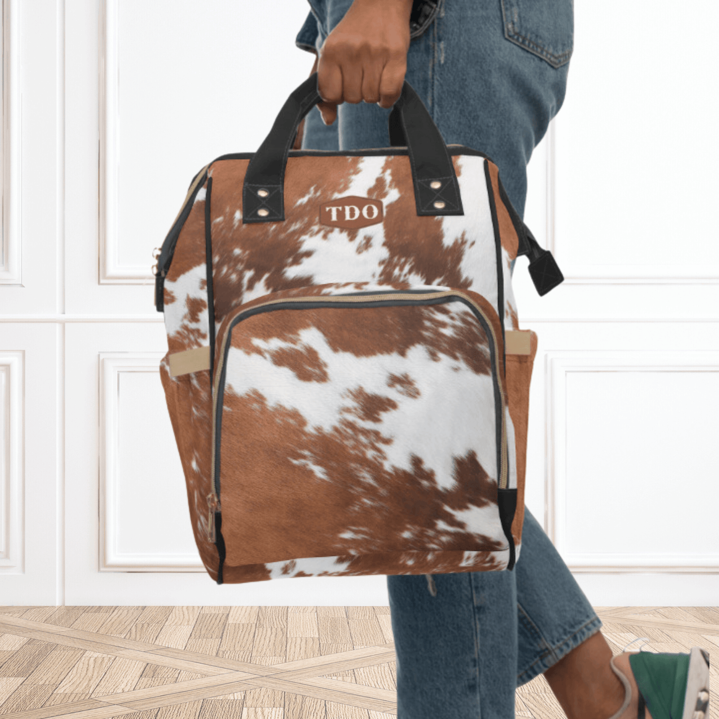 Wholesale: Diaper Bag Backpack, #7, Custom Cowhide Print Diaper Bag Personalized