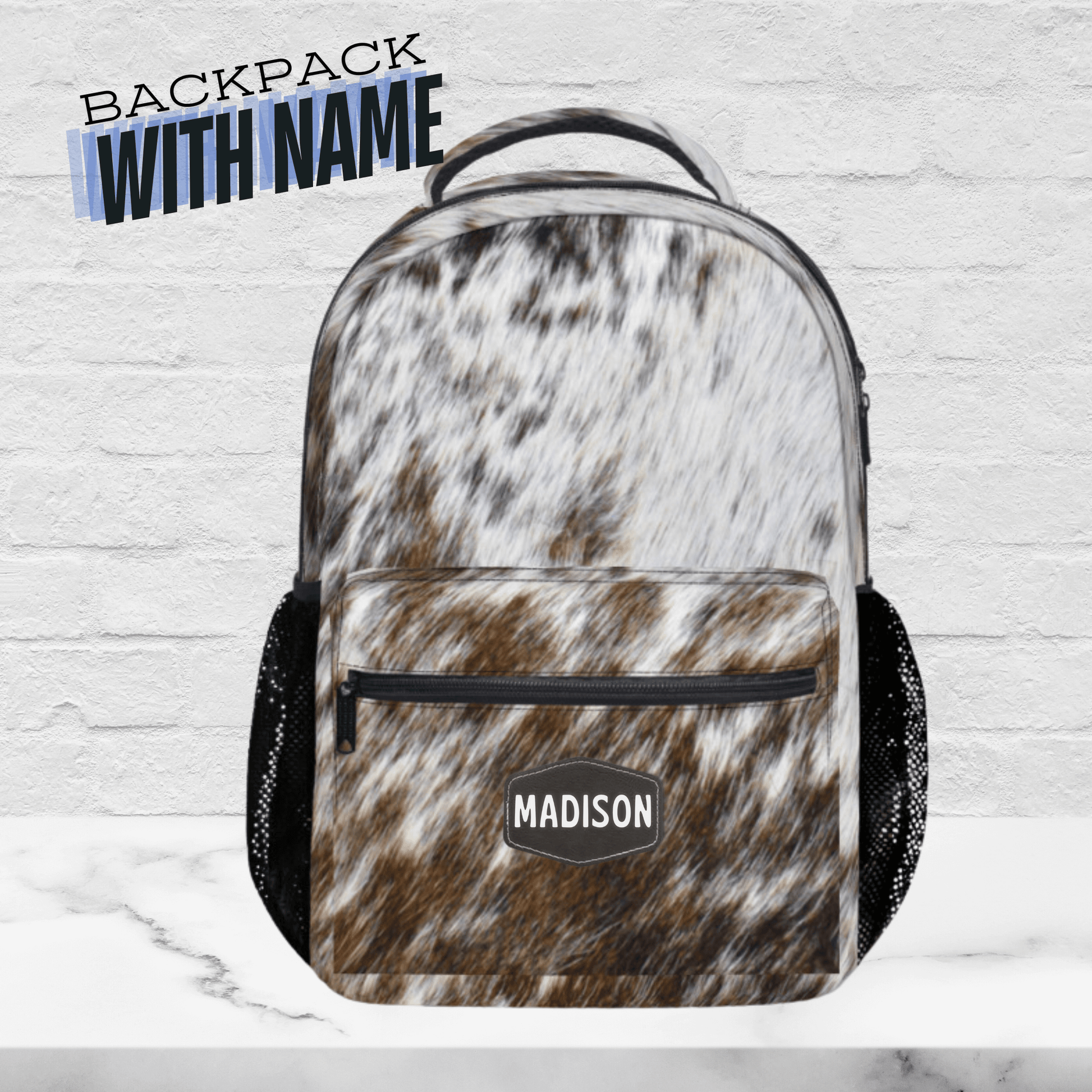 Cowhide Backpack Personalized with Name, Cow Backpack for Her