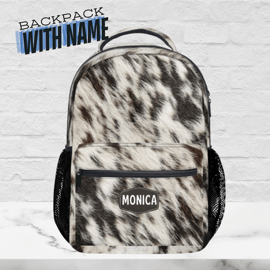 Cowhide Backpack Personalized School Bag Western Backpack