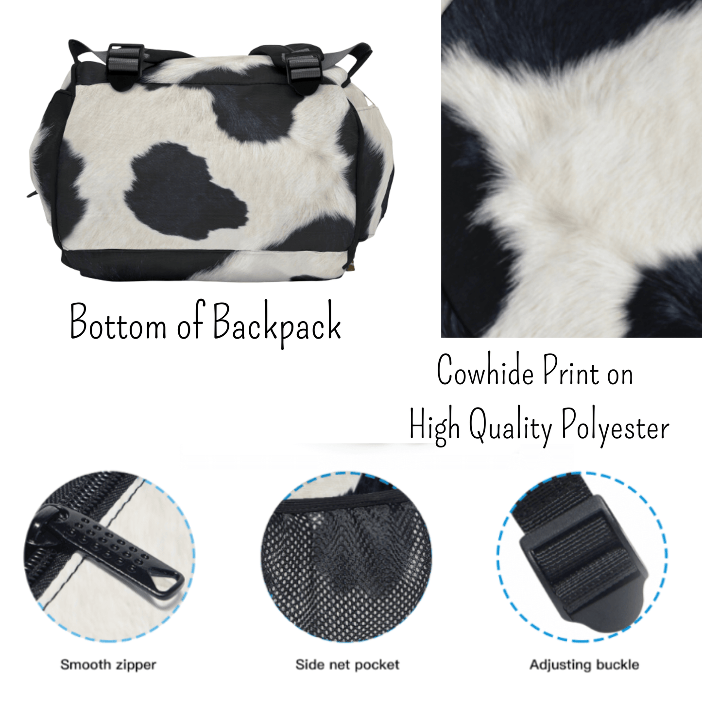 Cow Backpack School Bag for Girl Women Travel Carry On Bag