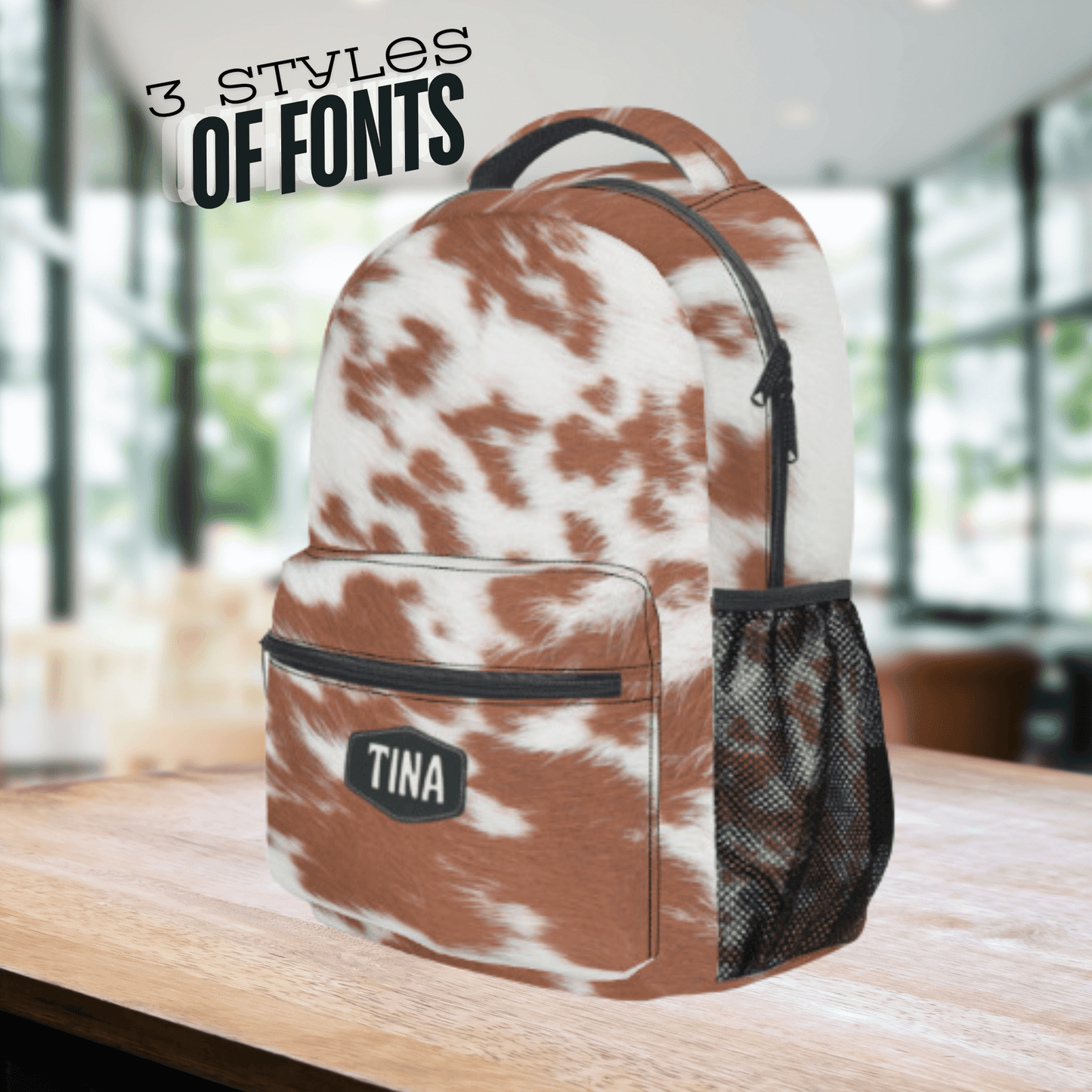 Western Cowhide Print Backpack, Cow Print Carry On Bag for Her