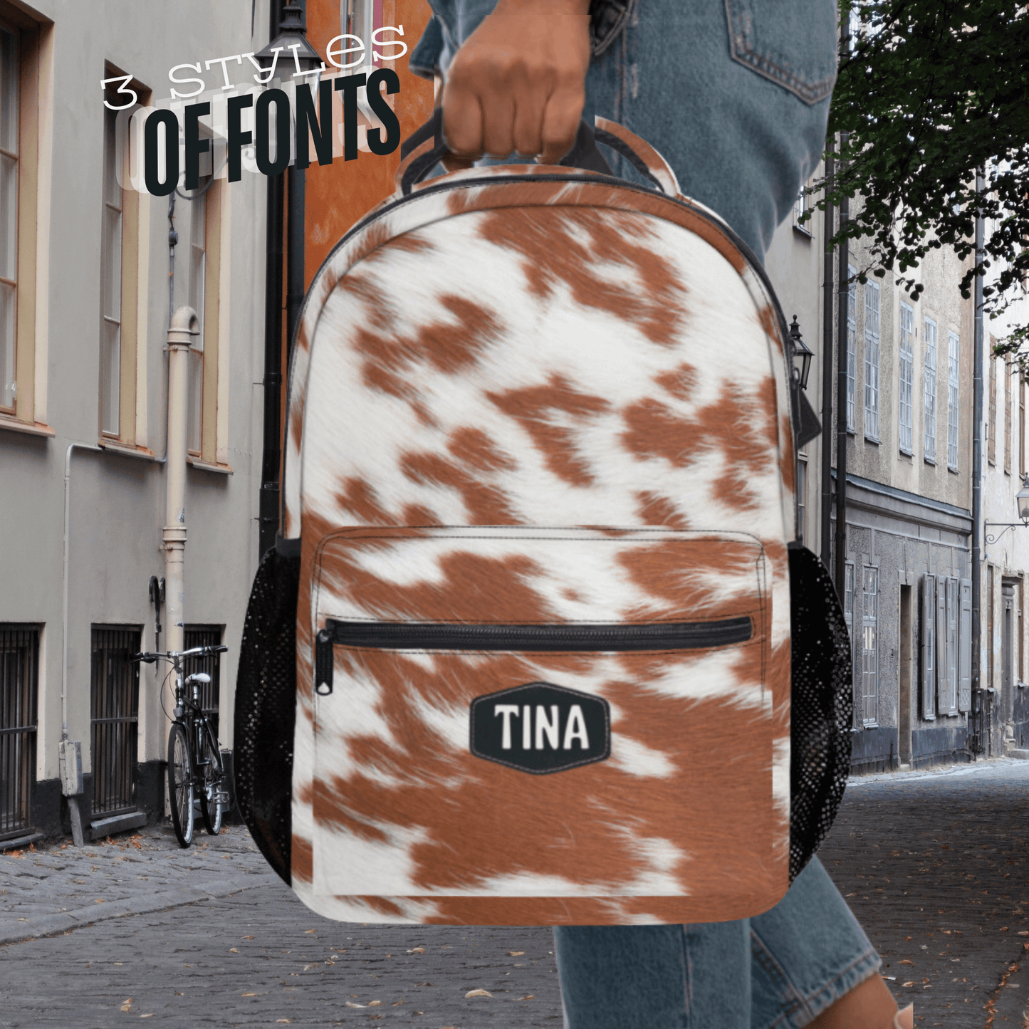 Western Cowhide Print Backpack, Cow Print Carry On Bag for Her