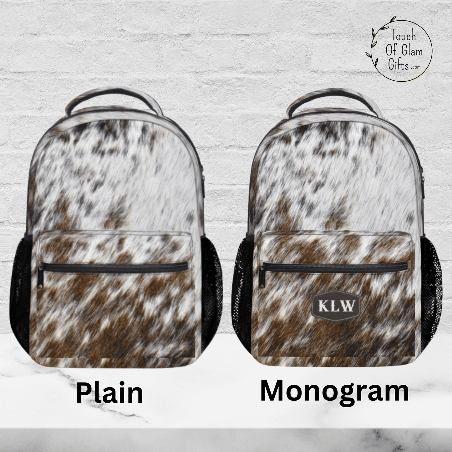 Cowhide Backpack, #1, Custom Monogrammed Western Carry On, Large Canvas Cow Print Backpack