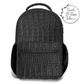 Black Leather Print Backpack, Large Men's Backpack