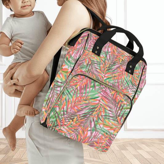 Tropical Palm Leaves Diaper Bag Backpack