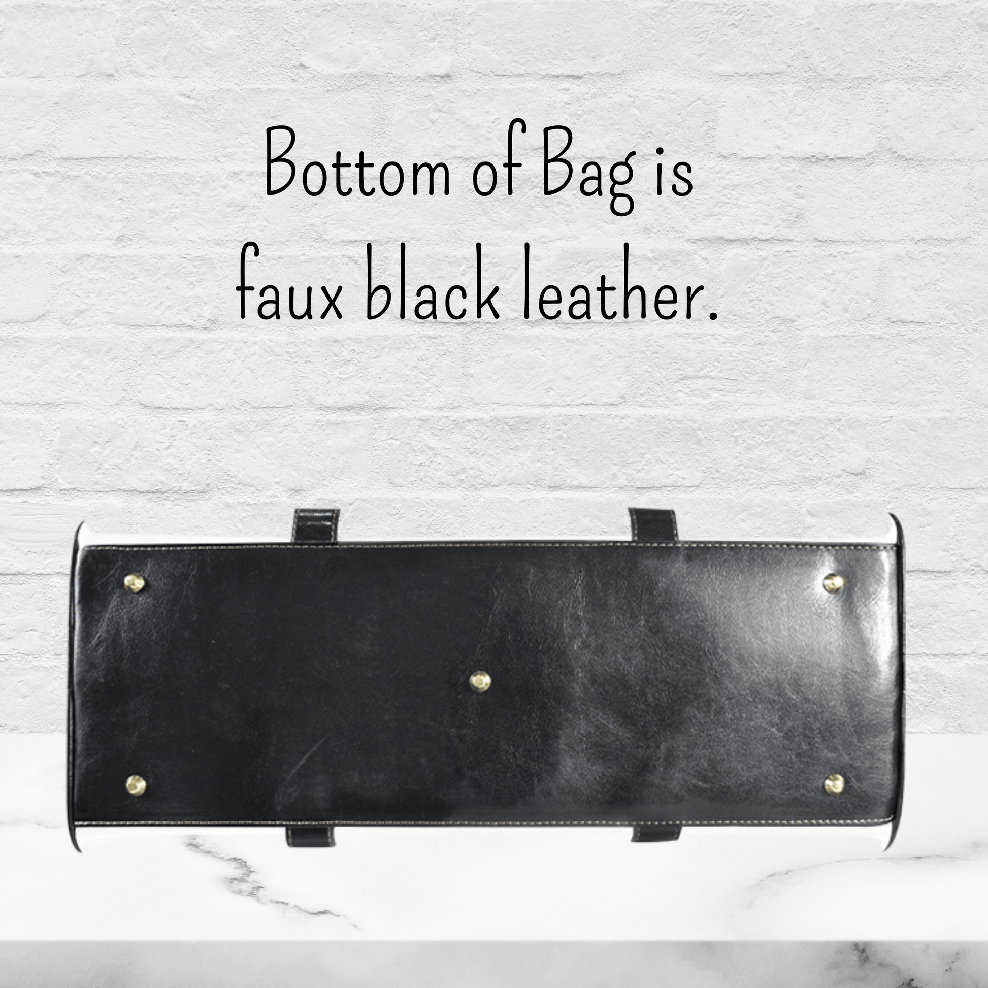 The bottom of the bag is made from faux black leather for added durability.