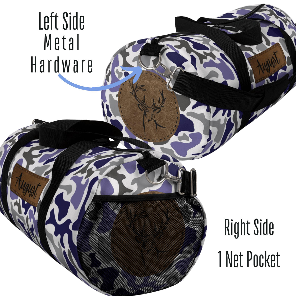 Personalized Duffel Bag – Blue Camo Custom Name Weekender Travel