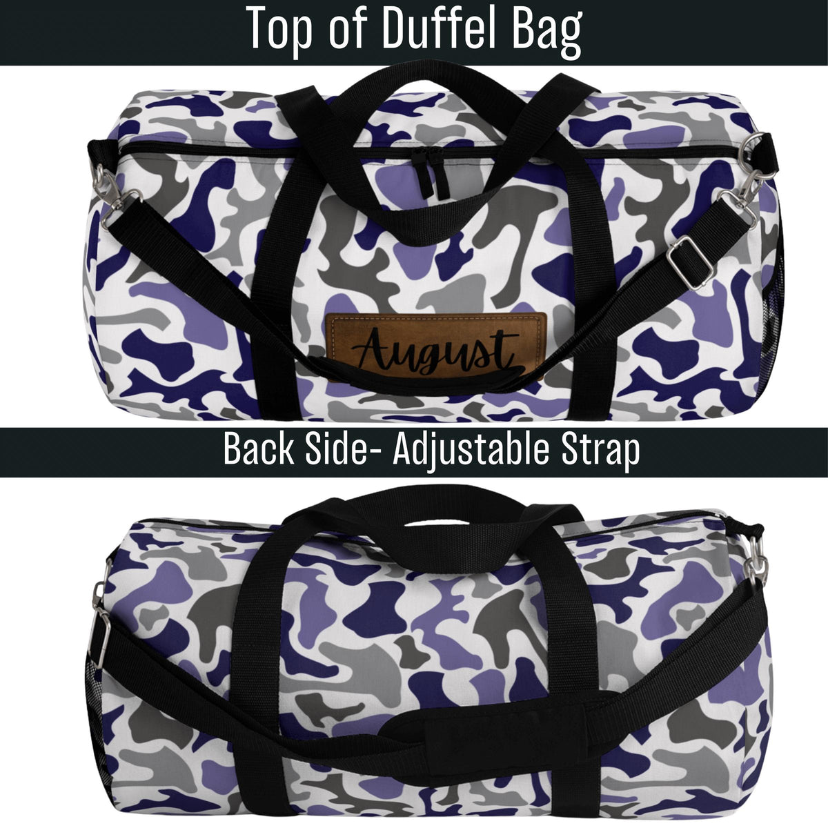 Personalized Duffel Bag – Blue Camo Custom Name Weekender Travel