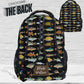 Colorful Fish Design Backpack Custom Name Personalization Marine Life Pattern Boys Youth Gift Outdoor Adventure Travel Bag Multiple Storage Pockets Laptop Compartment School Essential Fishing Enthusiast Present Durable Polyester