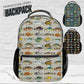 Personalized Name Backpack Custom Fishing Design Gift For Boys Youth Students Colorful Fish Pattern School Bag Multiple Pockets Laptop Compartment Outdoor Adventure Travel Bag Durable Construction Comfortable Padded Handle Perfect Birthday