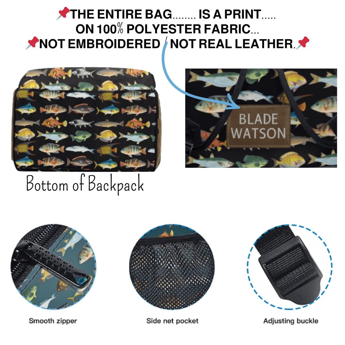 Personalized Fish Backpack – Custom Name School Bag for Boys