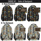 Backpacks with a fish pattern in various color combinations: black with plain, white, or black font; tan with plain, white, or black font. Each backpack has a label that says "BLADE WATSON"