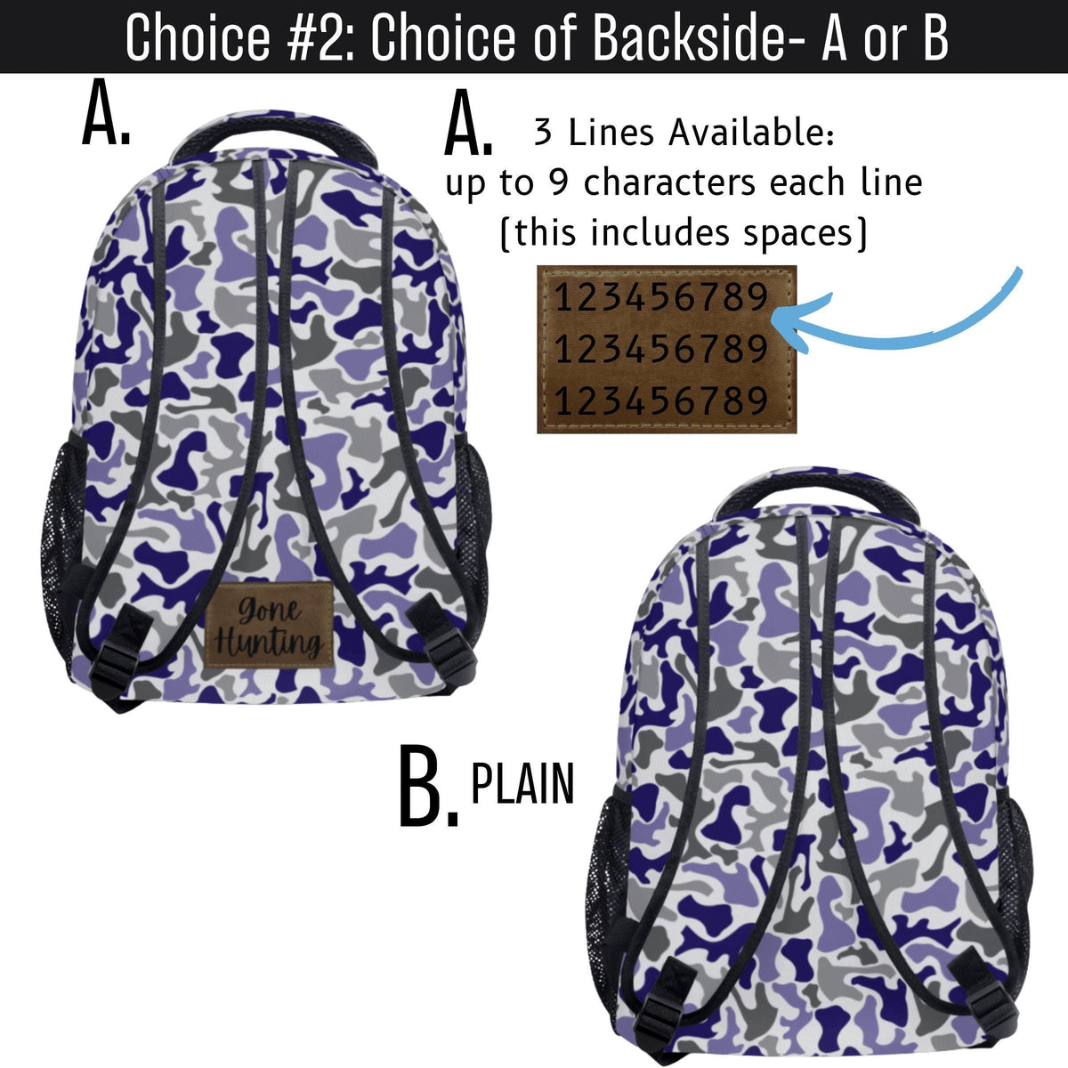 Personalized Backpack Kids – Custom Name Blue Camo School Book Travel Bag