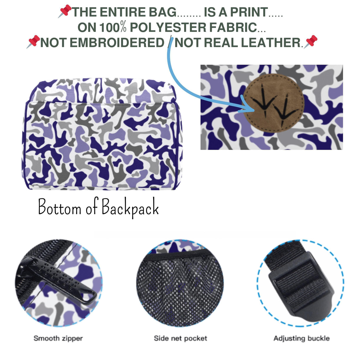 Personalized Backpack Kids – Custom Name Blue Camo School Book Travel Bag