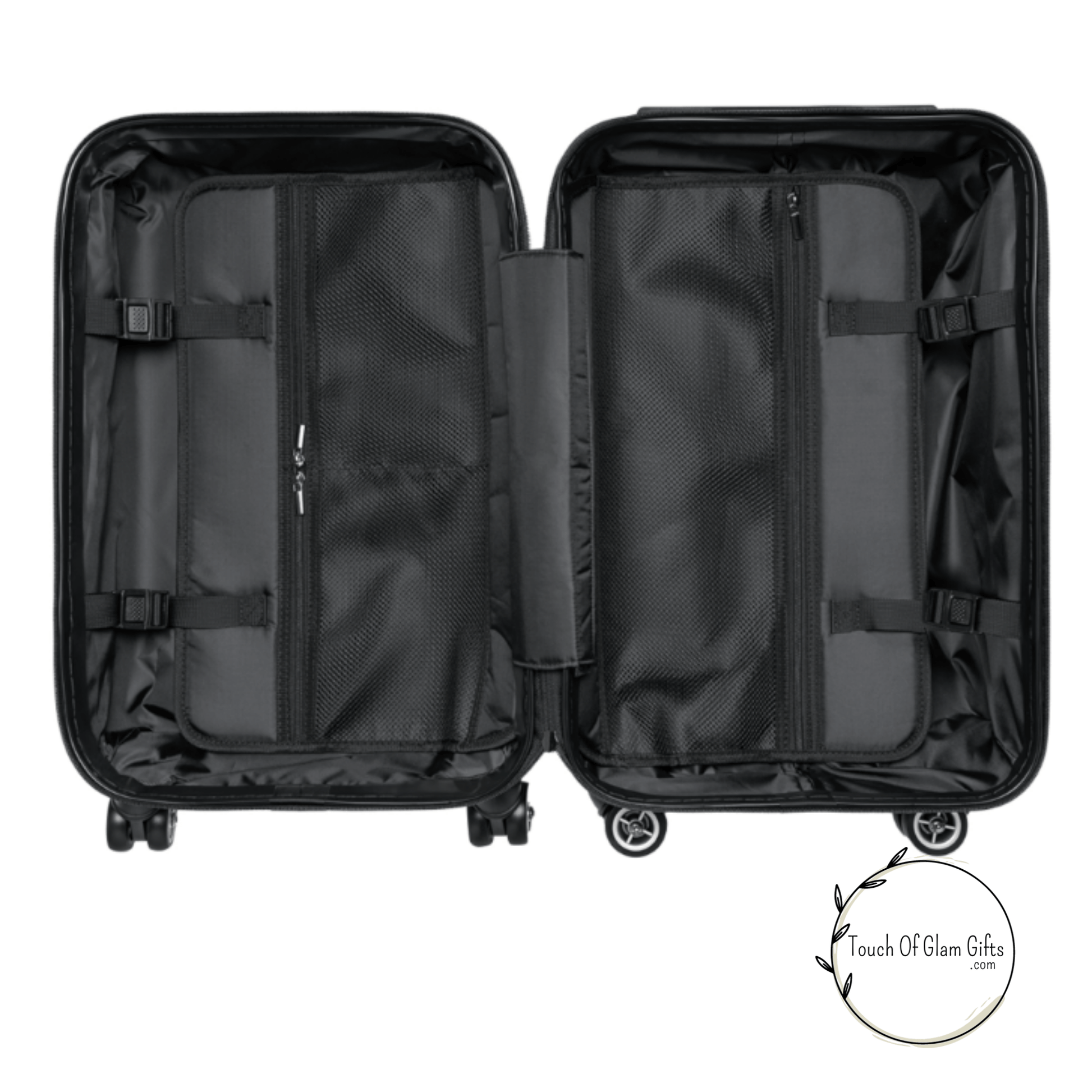 The inside of each luggage shows flaps with pockets to hold your personal belongings on each side.