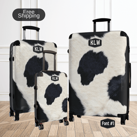 Black White Cow Suitcase for Women