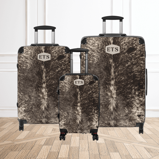 Personalized Cowhide Luggage Set Cow Print Suitcase Western Style Travel Bag for Her