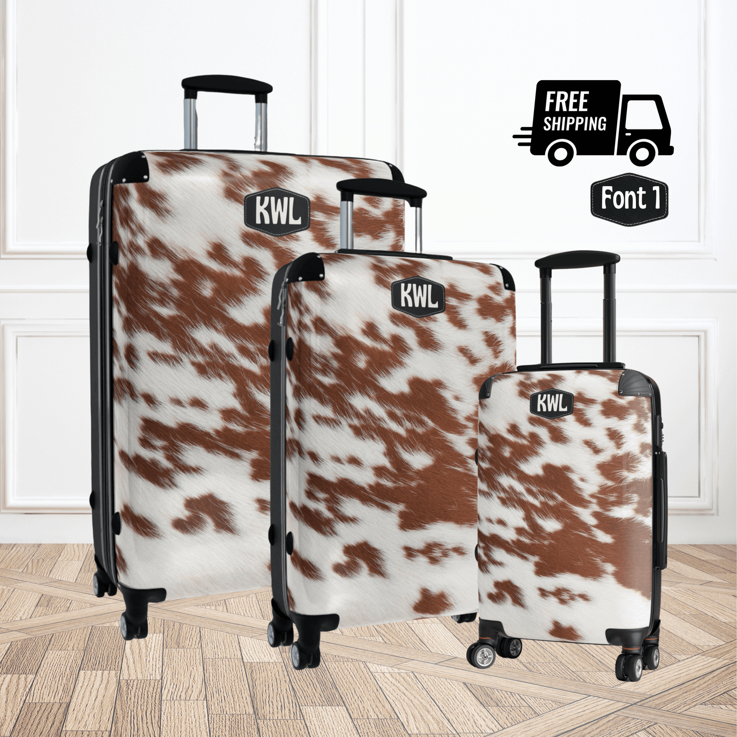 Luggage Set Spotted Cow Hide Cowgirl Suitcase