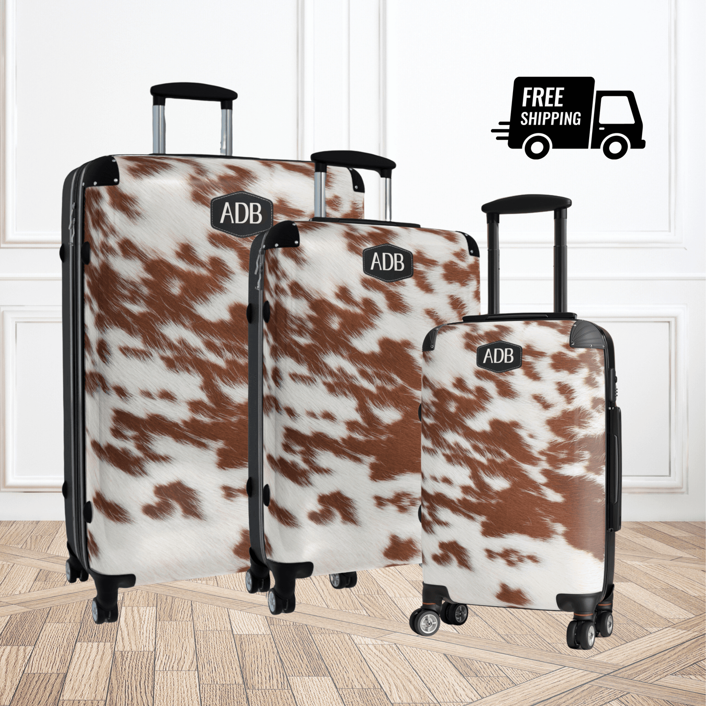 Luggage Set Spotted Cow Hide Cowgirl Suitcase