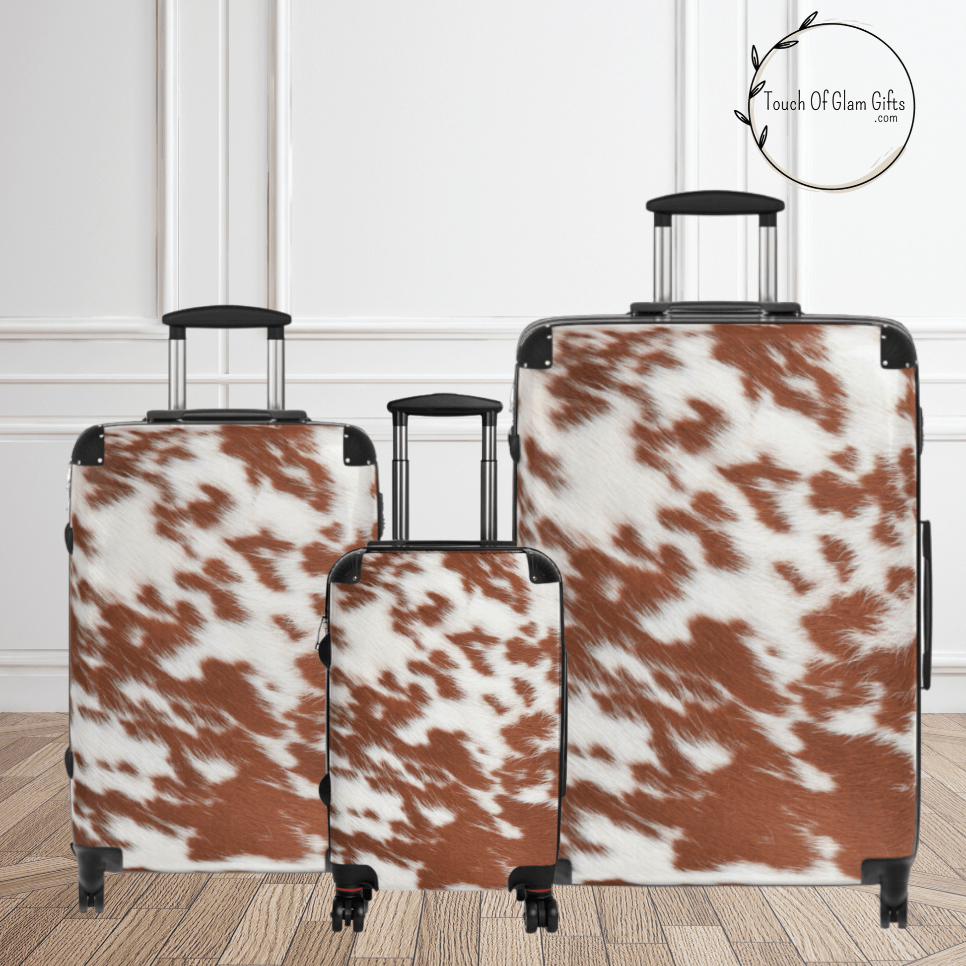 Cowhide luggage sets sales