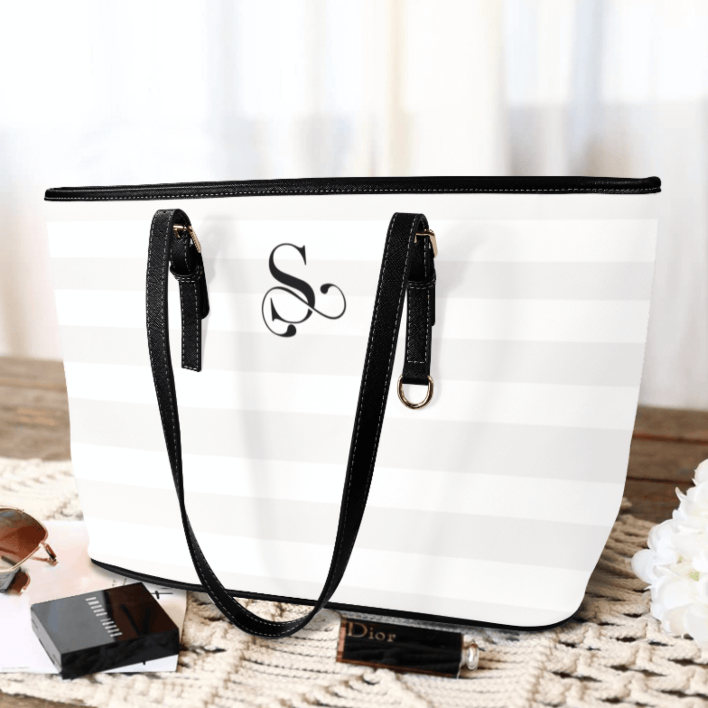 Tote Bag - Elegant Personalized Tote Bag w Adjustable Handles