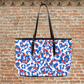 Tote Bag - Large Patriotic Leopard Print Tote Bag w Adjustable Handles - FREE Shipping