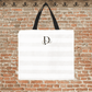 Canvas Tote Bag, Elegant Monogram Letter Shopping Bag, Personalized