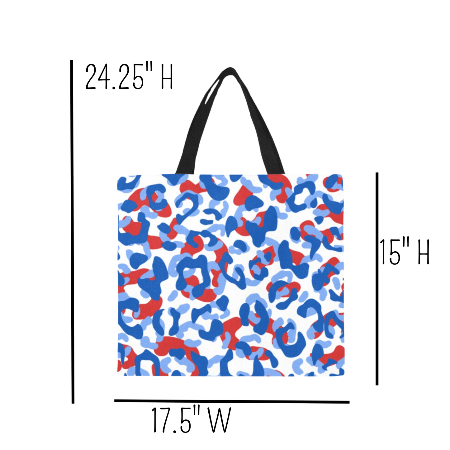 Canvas Tote Bag, Red White & Blue Leopard Print Shopping Bag, USA Tote Bags