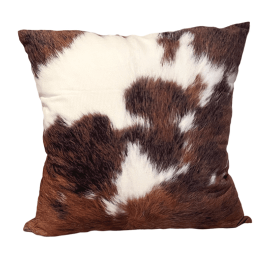 Faux Cowhide Pillow Cover, Cow Print Pillow, Brown Auburn & Off White Cow Print